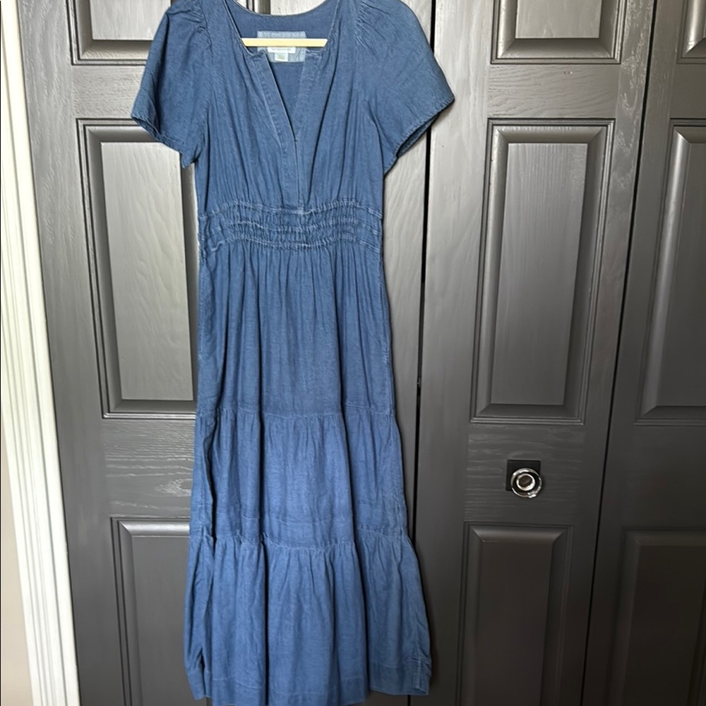 Maeve Blue Tiered Smocked Maxi Sundress